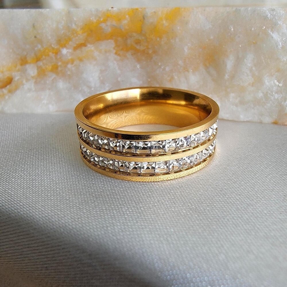 Gold Waterproof Tarnish Resistant Crystal Band